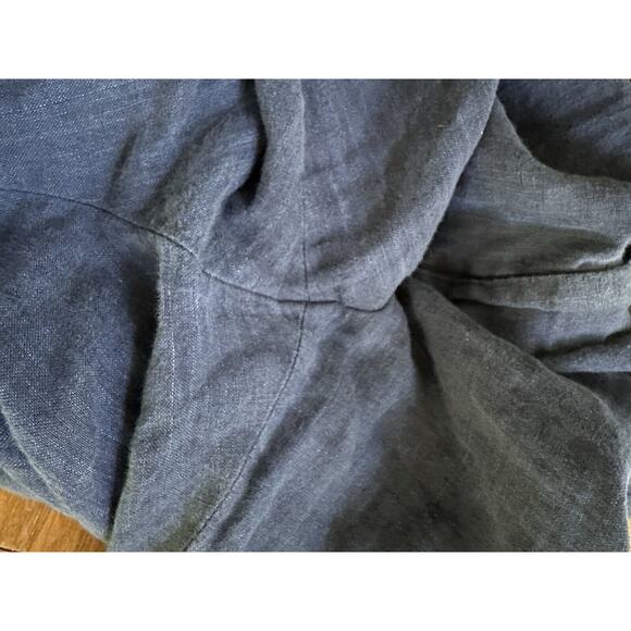 H&M Women's Blue 100% Linen Pants Straight Leg Size 33R High Rise - Picture 6 of 8